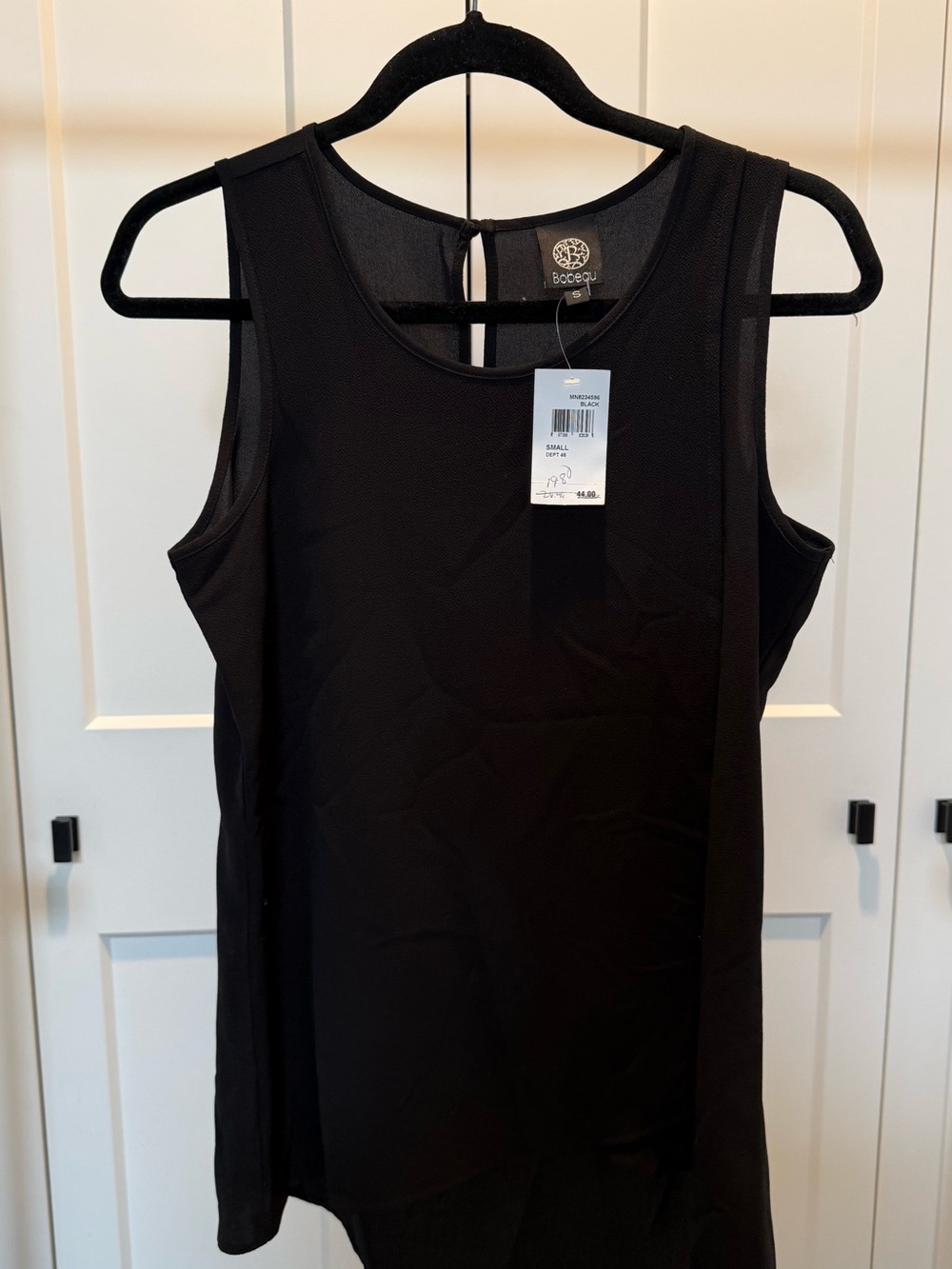 bobeau Black Sleeveless Scoop Neck Tank